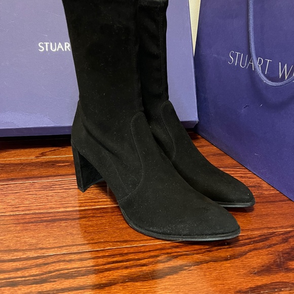 BNIB Stuart Weitzman Prancer Black Suede Boots - Picture 4 of 6